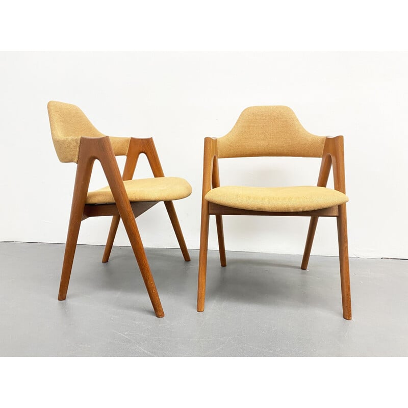 Pair of Mid Century Compass Teak Chairs by Kai Kristiansen for SVA Moebler, Denmark 1960s