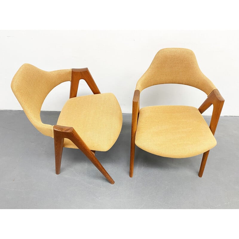 Pair of Mid Century Compass Teak Chairs by Kai Kristiansen for SVA Moebler, Denmark 1960s