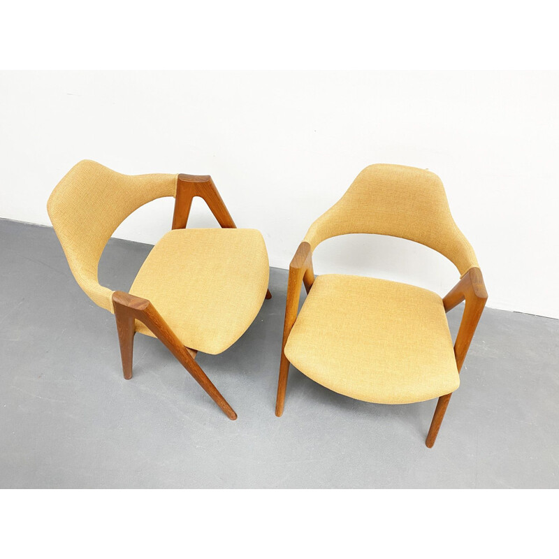 Pair of Mid Century Compass Teak Chairs by Kai Kristiansen for SVA Moebler, Denmark 1960s