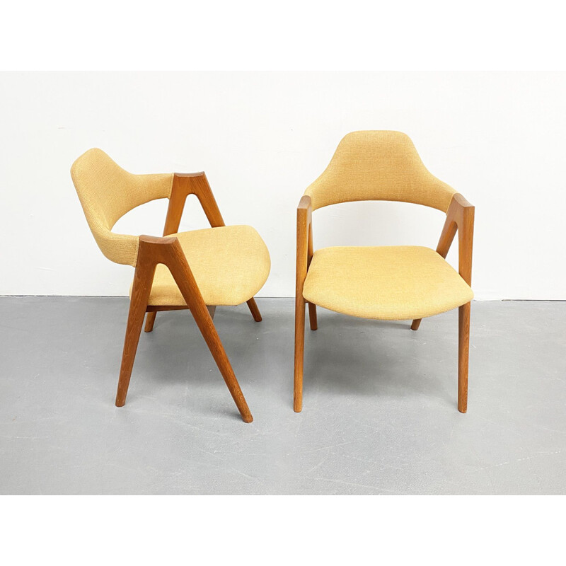 Pair of Mid Century Compass Teak Chairs by Kai Kristiansen for SVA Moebler, Denmark 1960s