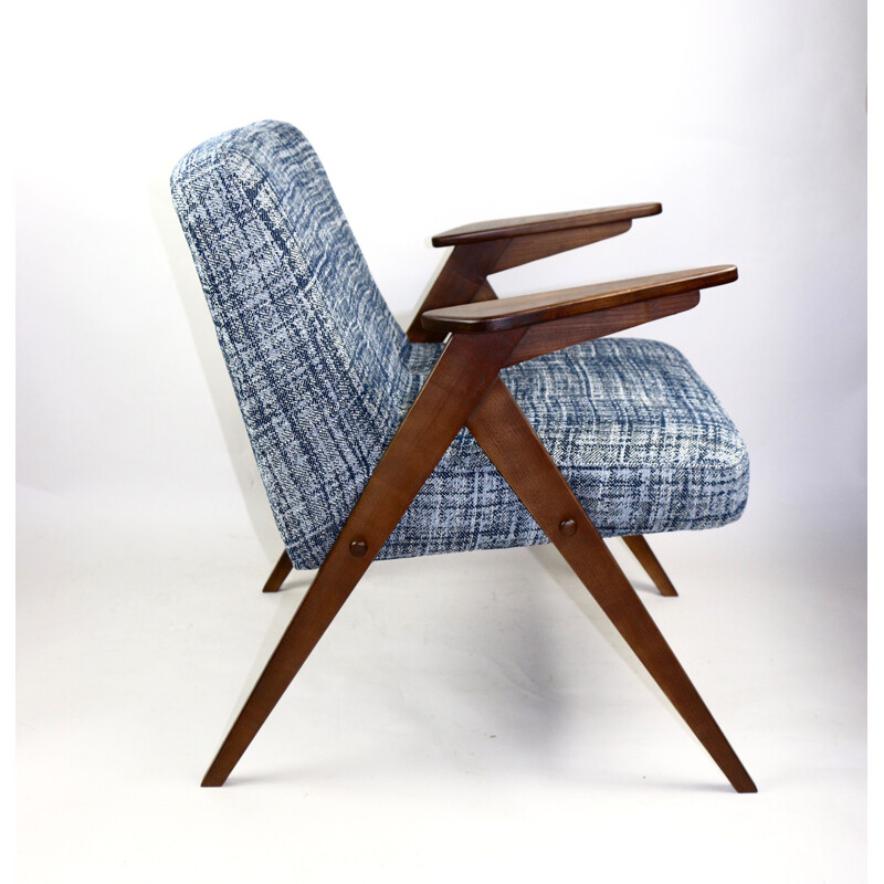 Vintage Blue Structural Armchair by Józef Chierowski, 1970s