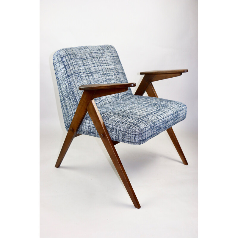 Vintage Blue Structural Armchair by Józef Chierowski, 1970s