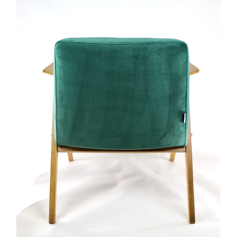 Vintage Green Bunny Velvet Armchair by Jozef Chierowski, 1970s