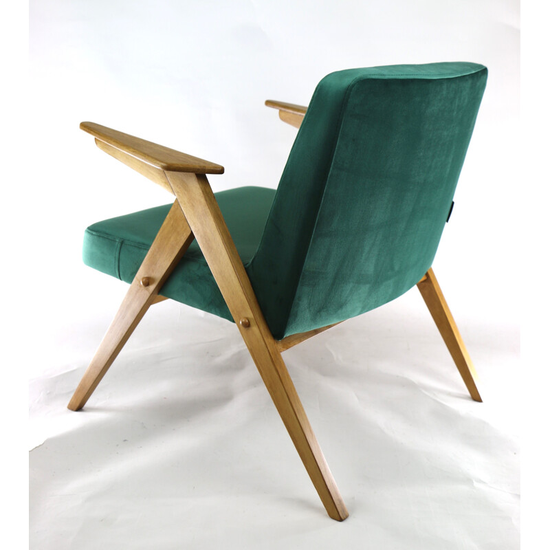 Vintage Green Bunny Velvet Armchair by Jozef Chierowski, 1970s