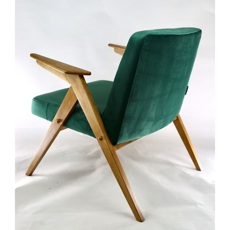 Vintage Green Bunny Velvet Armchair by Jozef Chierowski, 1970s