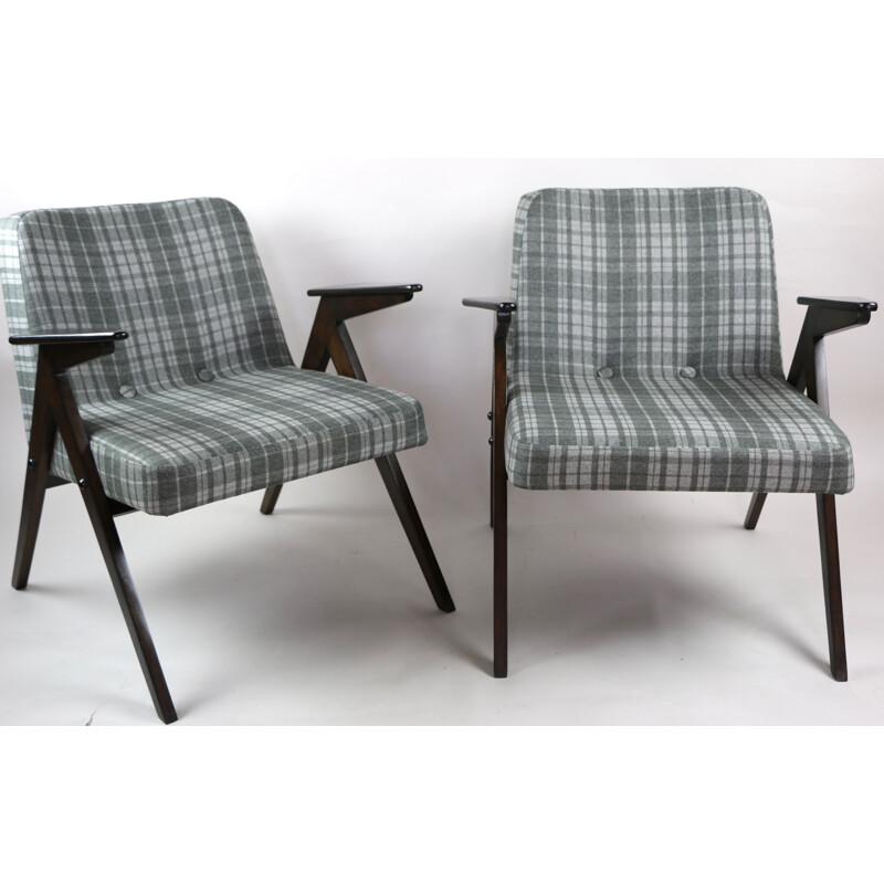 Vintage Black and Grey 366 Lounge Chair by Józef Chierowski, 1970s