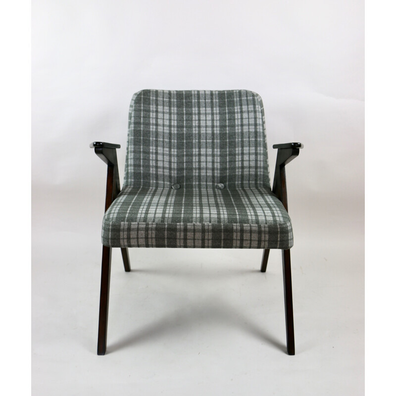 Vintage Black and Grey 366 Lounge Chair by Józef Chierowski, 1970s