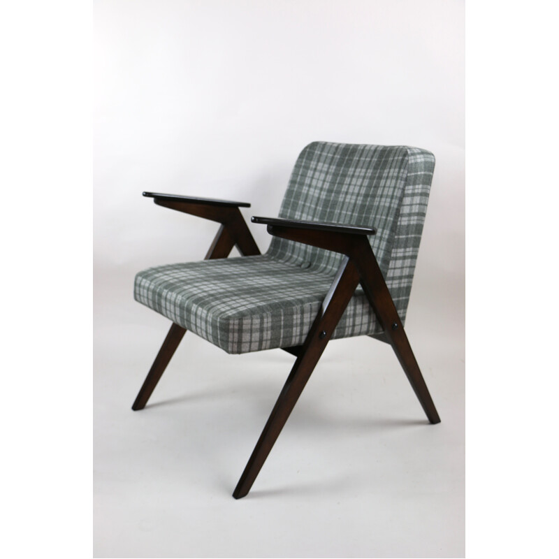 Vintage Black and Grey 366 Lounge Chair by Józef Chierowski, 1970s