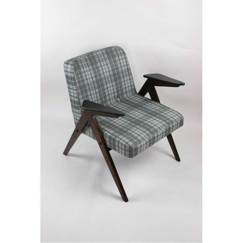 Vintage Black and Grey 366 Lounge Chair by Józef Chierowski, 1970s