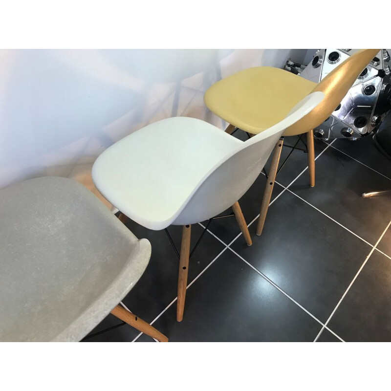 Lot de 4 chaises vintage  Dsw Eames Herman Miller chêne clair 1950