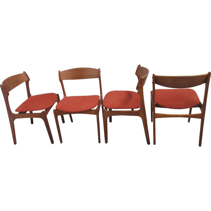 Set oif 4 Vintage Teak chairs for O.D. Mobler Erik Buch Denmark 1960s