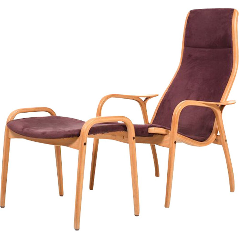 Vintage Lamino Chair and Stool by Yngve Ekström for Swedese 1970s