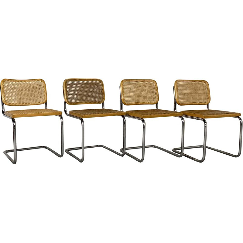 Set of 4 vintage B32 Cesca Chairs by Marcel Breuer for Gavina, 1970s