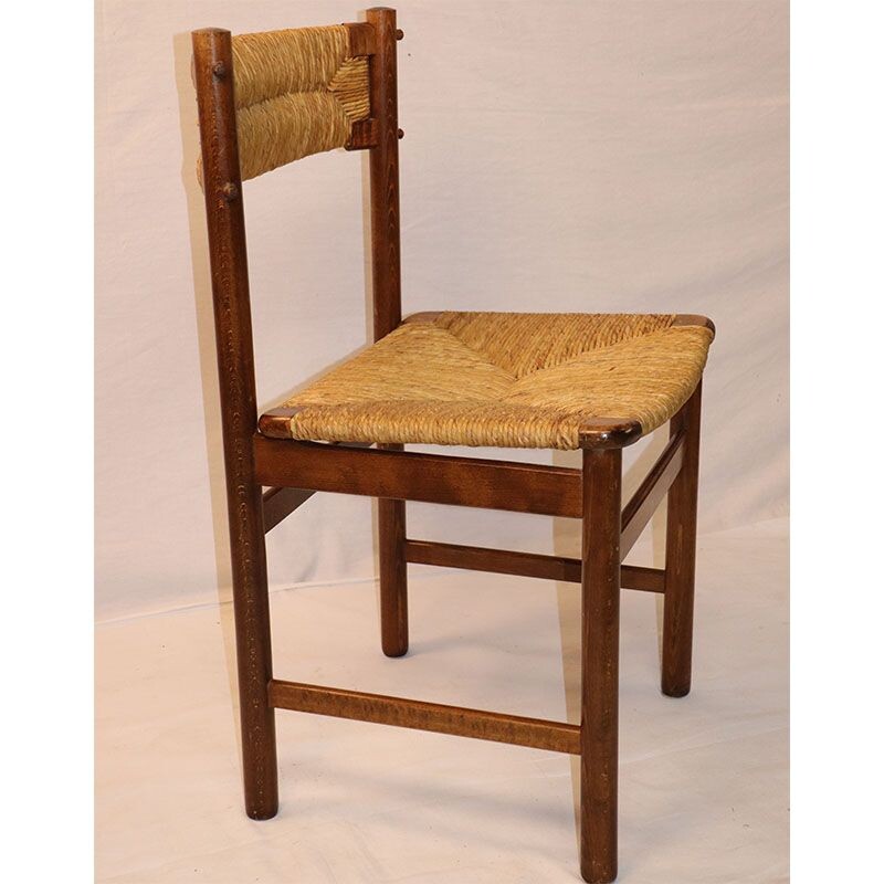 Vintage ash and straw 1950's chair