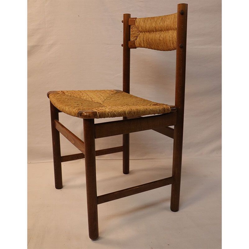 Vintage ash and straw 1950's chair