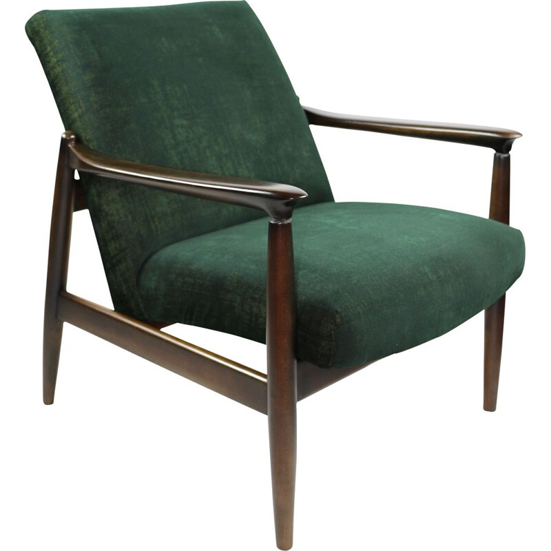 Vintage Green Gold Velvet Armchair by Edmund Homa, 1970s