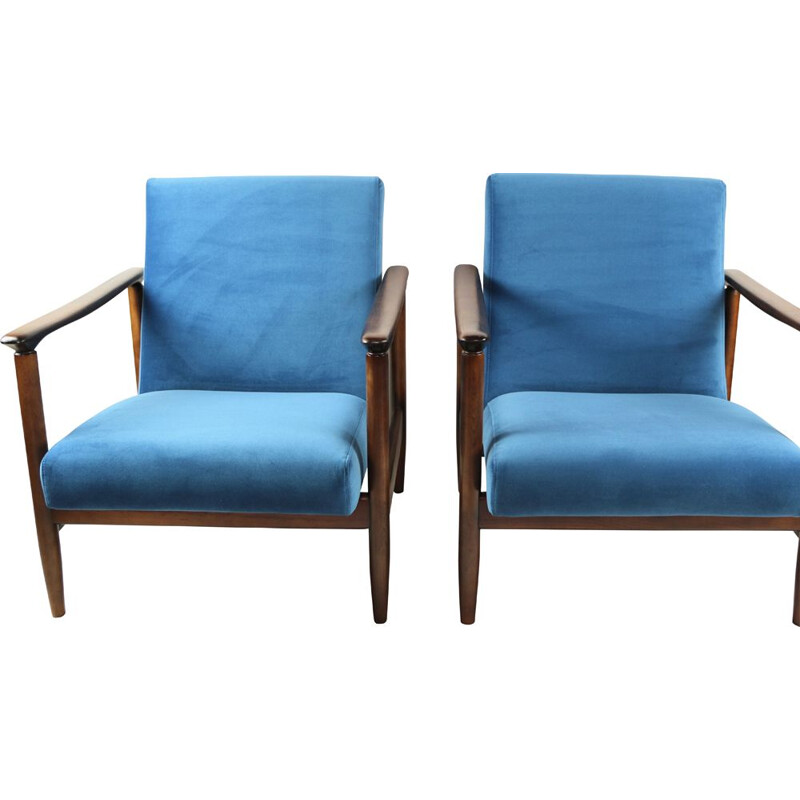 Vintage Blue Marine Armchair by Edmund Homa, 1970s