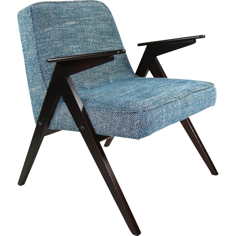 Vintage Blue Structural Armchair by Józef Chierowski, 1970s