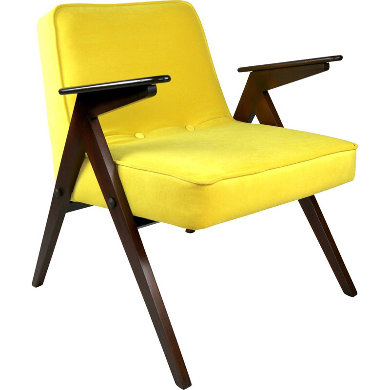 Vintage Yellow Armchair by Józef Chierowski, 1970s