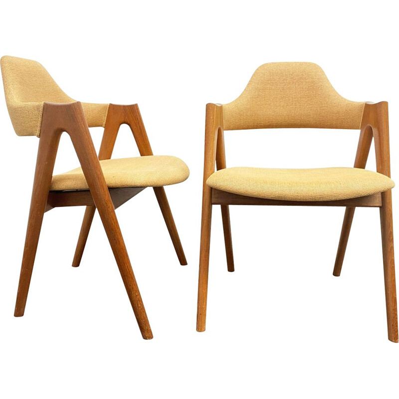 Pair of Mid Century Compass Teak Chairs by Kai Kristiansen for SVA Moebler, Denmark 1960s