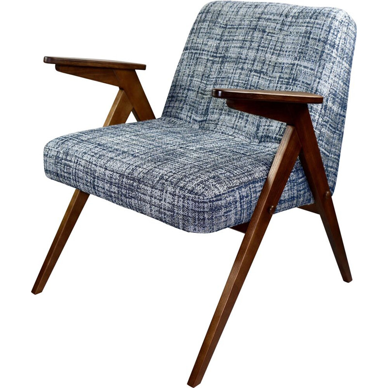 Fauteuil structurel Vintage Blue de Józef Chierowski 1970