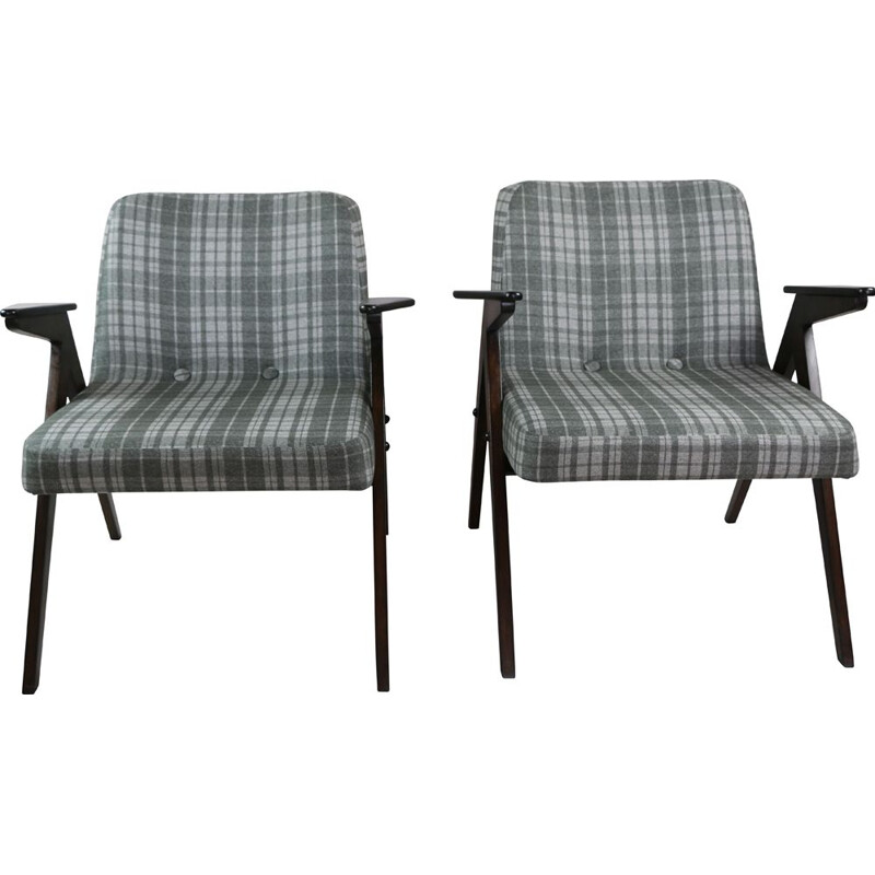 Vintage Black and Grey 366 Lounge Chair by Józef Chierowski, 1970s