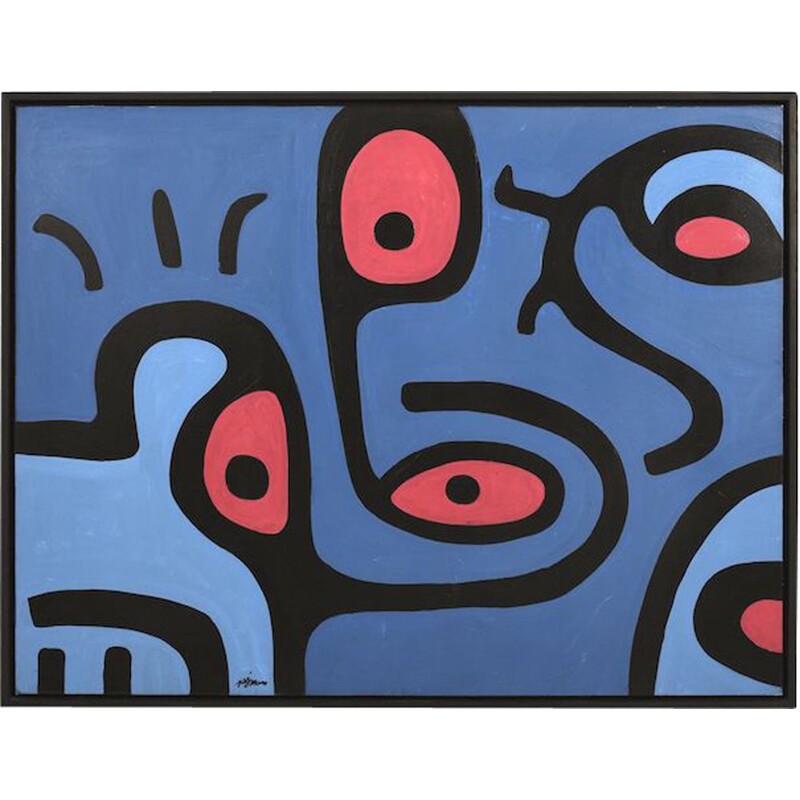 "Reflections of Oblivion" vintage acryl op doek door Pejman Ebadi, 1994