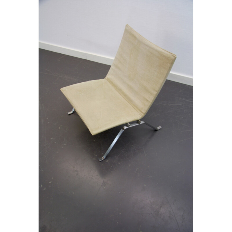 Chauffeuse vintage Fritz Hansen "PK22" en toile, Poul KJAERHOLM - 1960