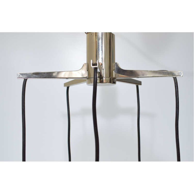 Candelabro Vintage em cascata, 5 cabides em cromo e vidro