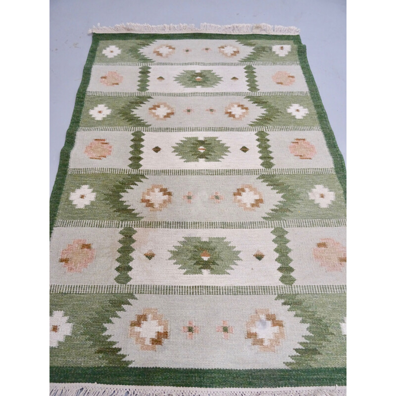 Tapis vintage Röllakan,Suède 1950