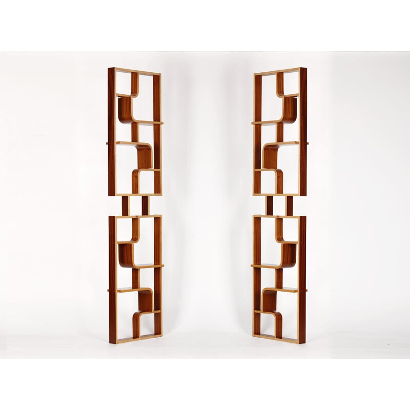 Pair of Vintage Mahogany Room Divider by Ludvik Volak for Holesov, 1960s