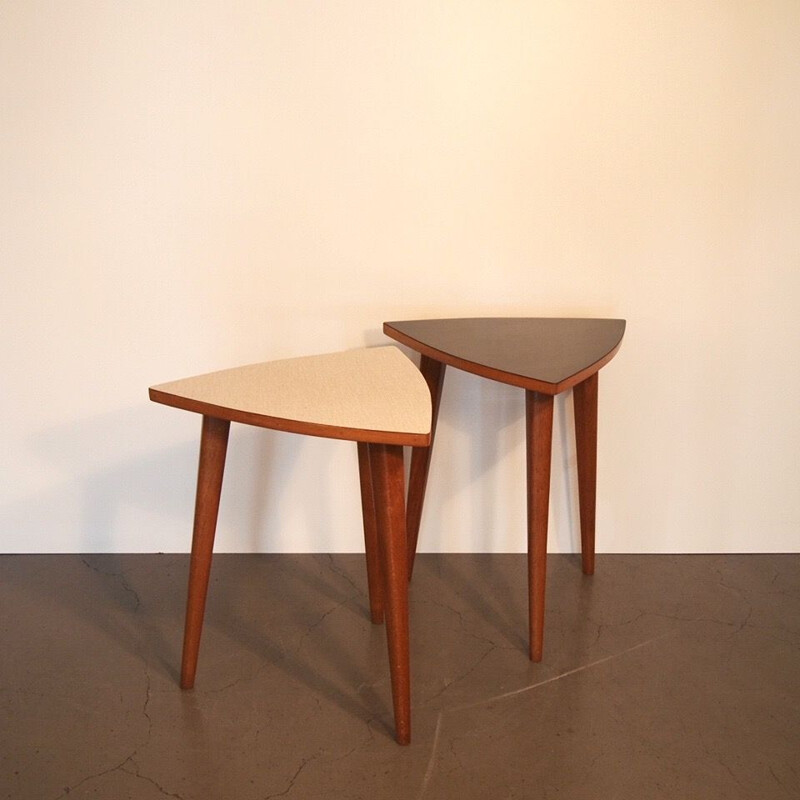 Pair of vintage Tripod Side Tables in Formica, 1950s