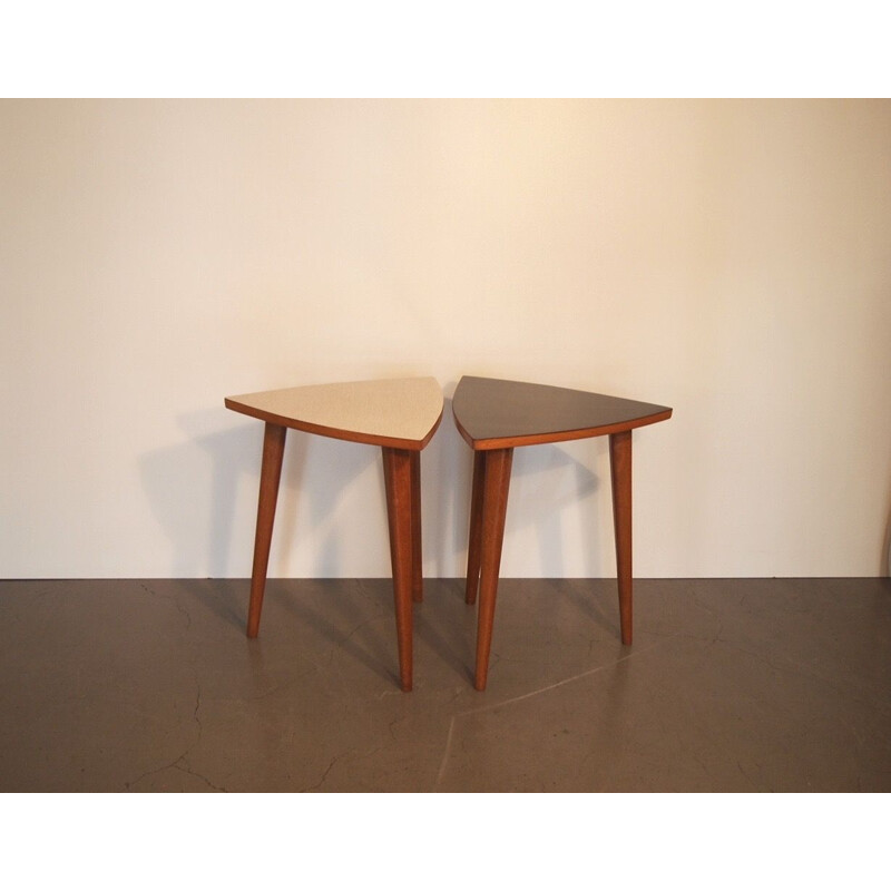 Pair of vintage Tripod Side Tables in Formica, 1950s