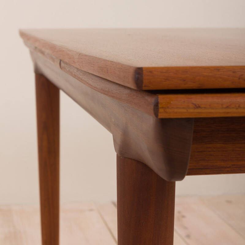 Vintage teak extension table with 2 hidden leaves Danish 1960