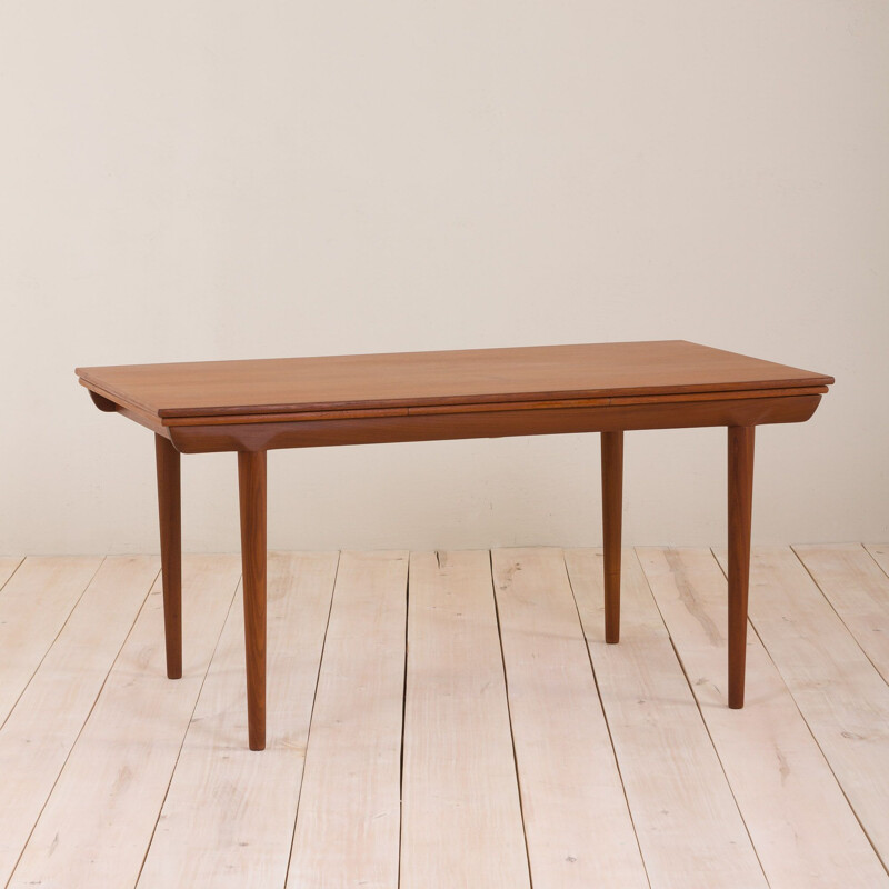 Vintage teak extension table with 2 hidden leaves Danish 1960