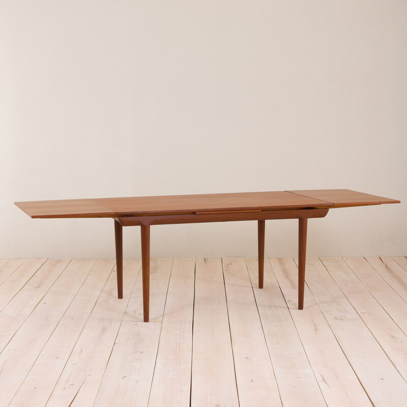 Vintage teak extension table with 2 hidden leaves Danish 1960