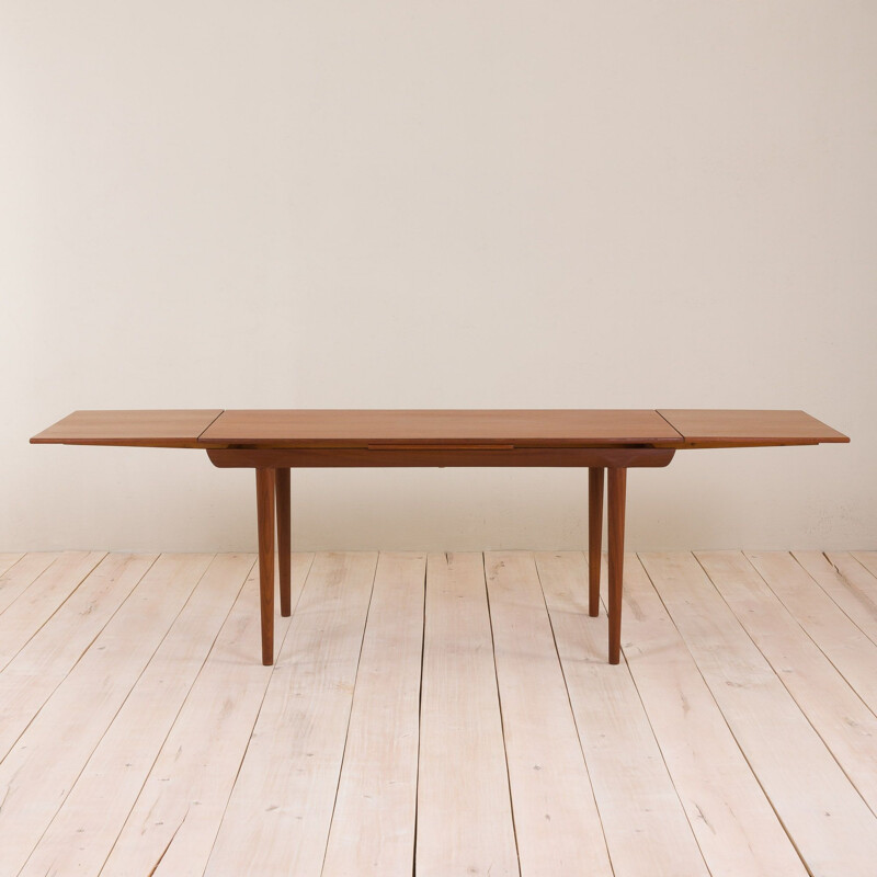 Vintage teak extension table with 2 hidden leaves Danish 1960