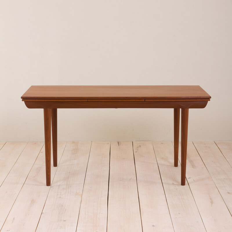 Vintage teak extension table with 2 hidden leaves Danish 1960