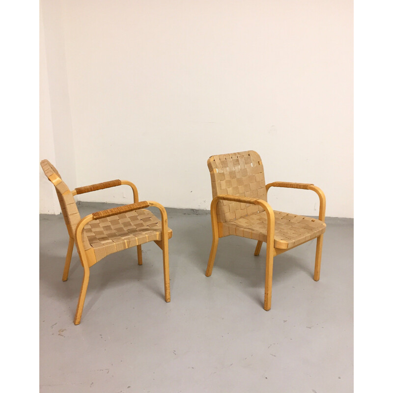 Pair of vintage armchair Alvar Aalto model 45 1950