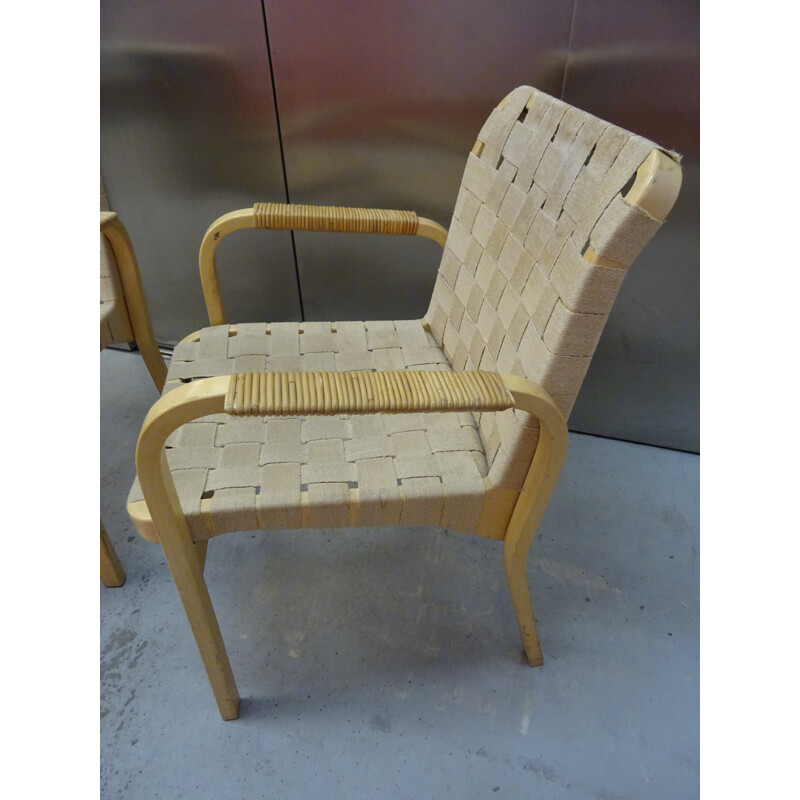 Pair of vintage armchair Alvar Aalto model 45 1950