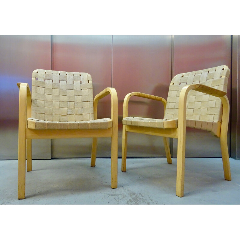 Pair of vintage armchair Alvar Aalto model 45 1950