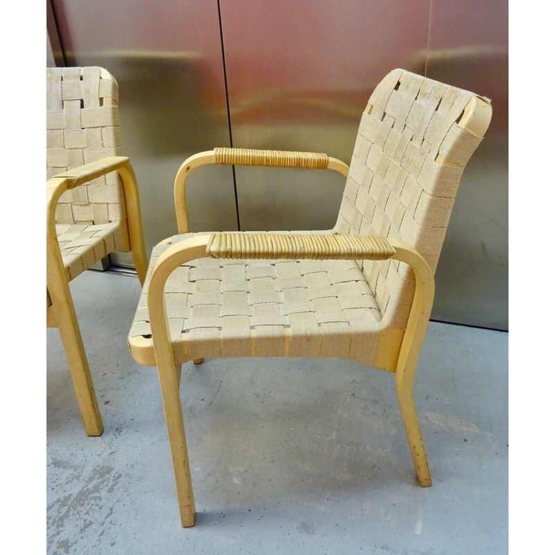 Pair of vintage armchair Alvar Aalto model 45 1950