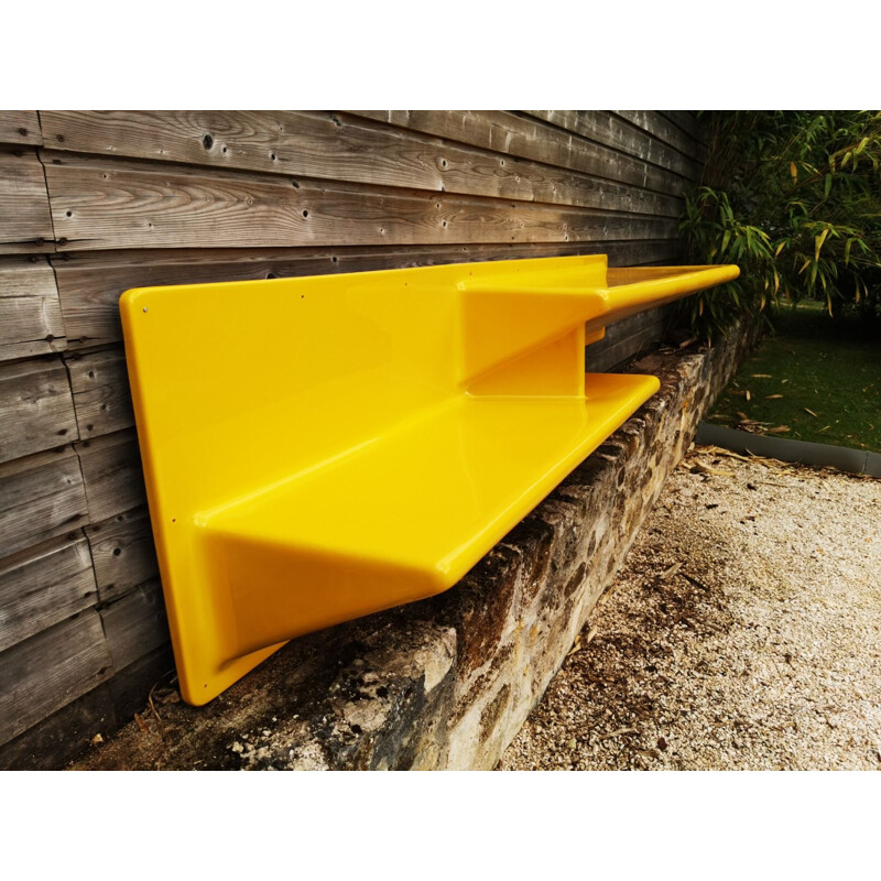Vintage space age in polyester shelf  desk relaquered yellow 1970