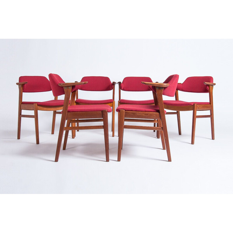Ensemble de 6 chaises vintage en teck par C.E. Ekstrom, Suède, 1950