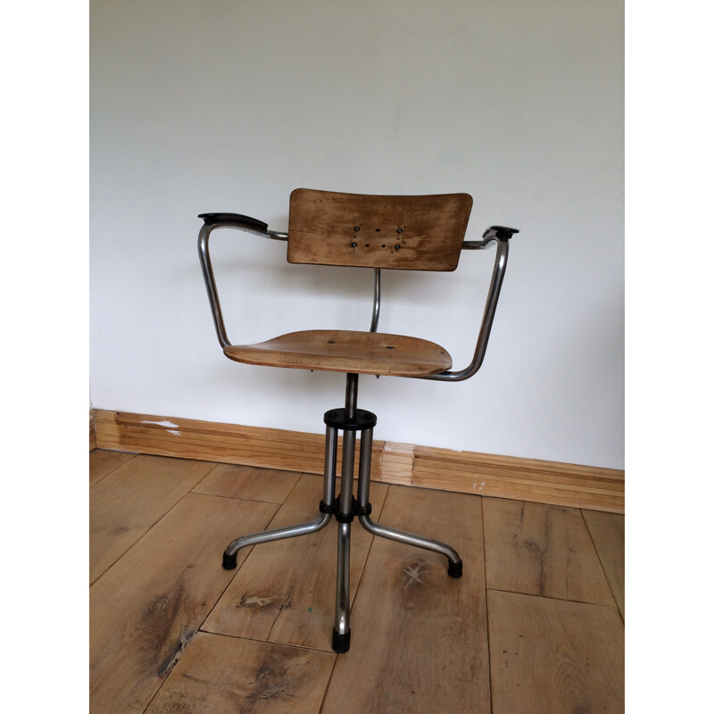 Gispen 354 office chair in metal and wood - 1935