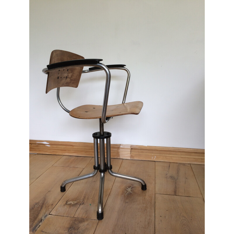 Gispen 354 office chair in metal and wood - 1935