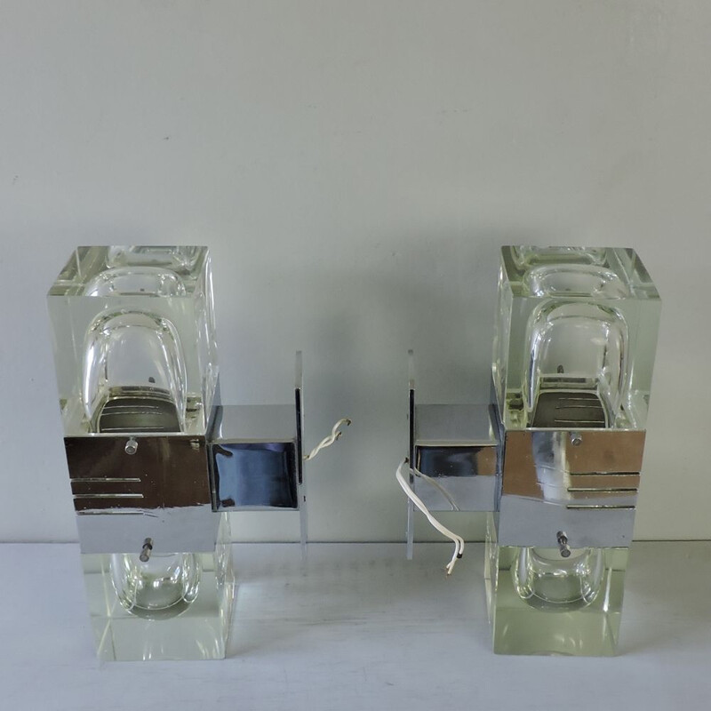 Pair of vintage wall lights Gaetano SCIOLARI Italy 1970