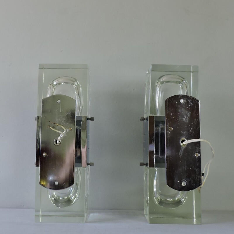 Pair of vintage wall lights Gaetano SCIOLARI Italy 1970