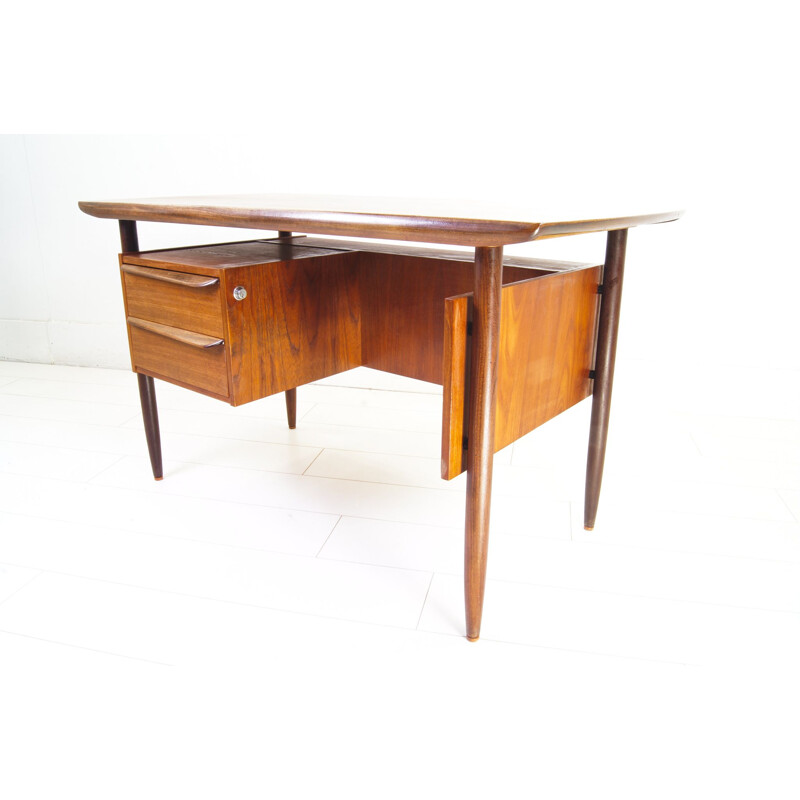 Vintage Hulmefa Teak Cowhorn Desk Danish 1960