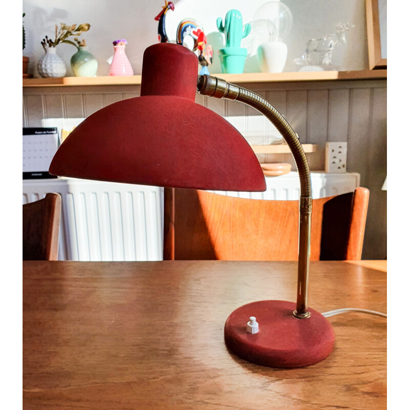 Vintage red cocotte lamp with grained effect - 1950